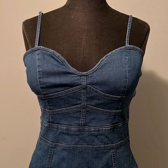 Windsor Women's Blue Denim Sleeveless Bodycon Mini Dress - Picture 2 of 8